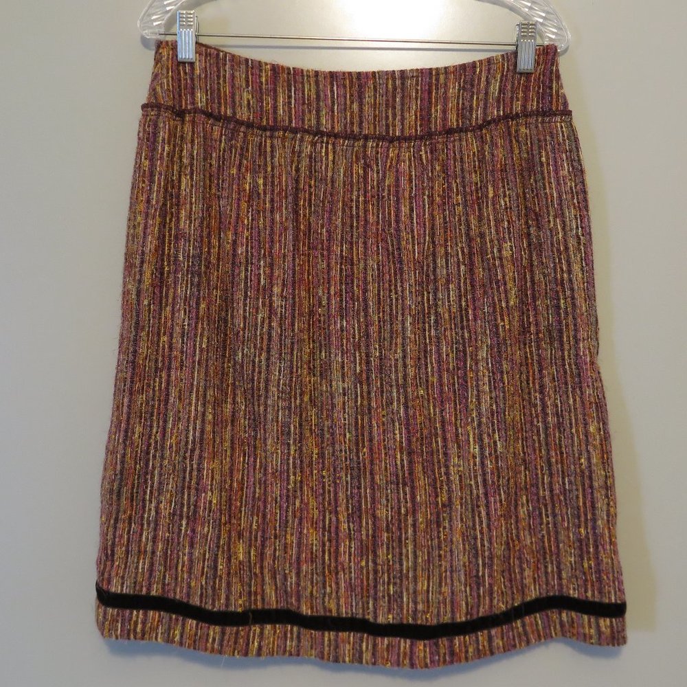 NWT Cynthia Cynthia Steffe Camel Rainbow Stripe Boucle Skirt Size 8